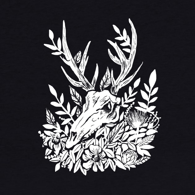 Memento Mori Deer Skull & Foliage Witchy Dark Mori Gothic Punk by LunaElizabeth